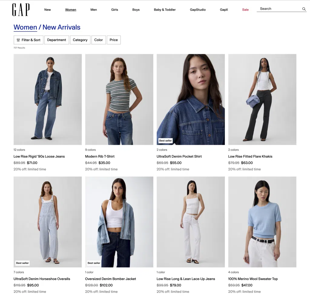 Gap women’s new arrivals showing classic denim, tees, tanks, and everyday basics for a casual capsule wardrobe