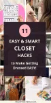 Outfit planner and checklist on pink background with text 11 Easy and Smart Closet Hacks
